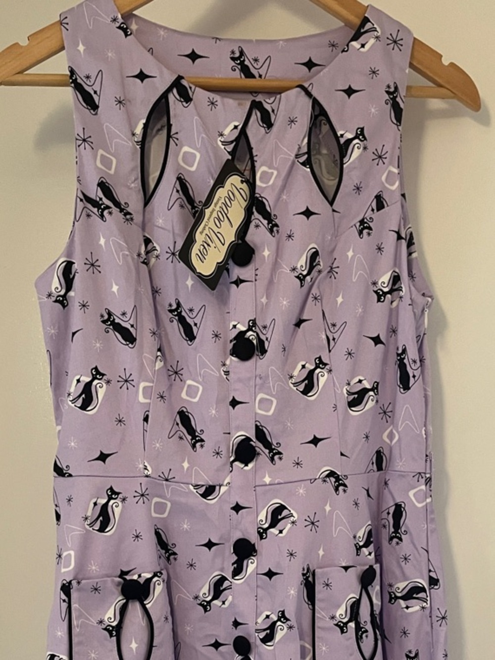 Voodoo Vixen Lavender Sleeveless Dress with Black & White Penguin Print